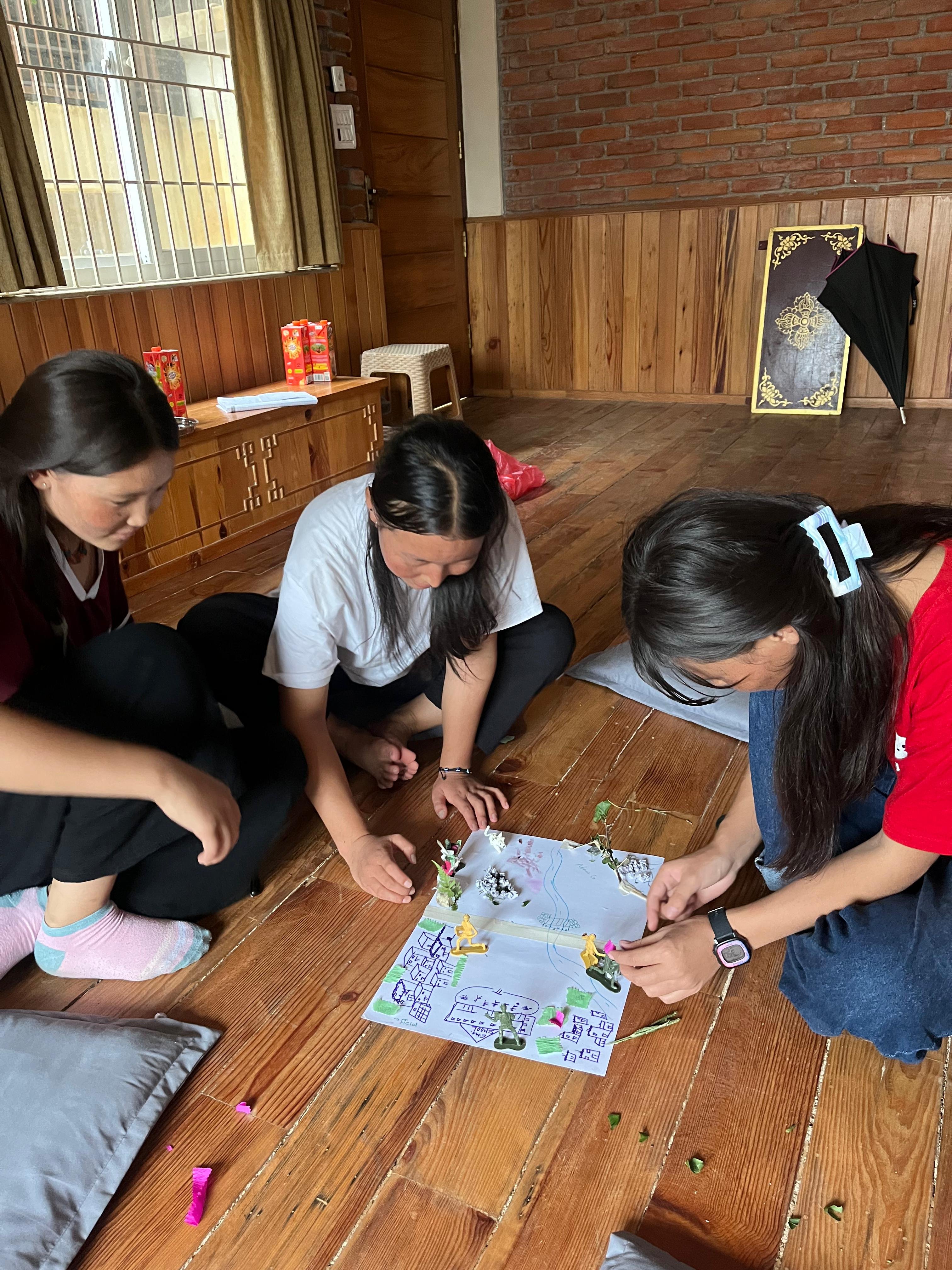 group work during story building workshop