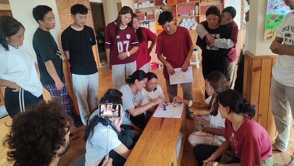 group work during story building workshop