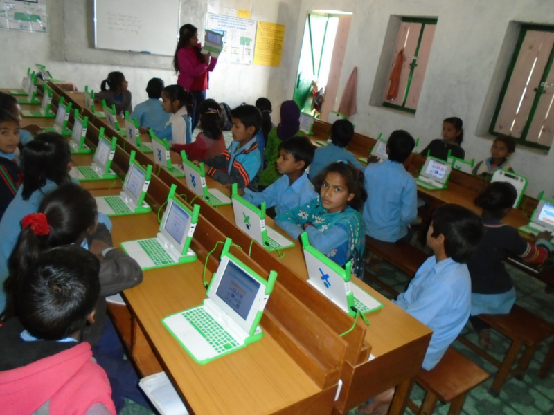 Shikha taking an E-Paath class at Janachetana Primary School Baitadi 2017