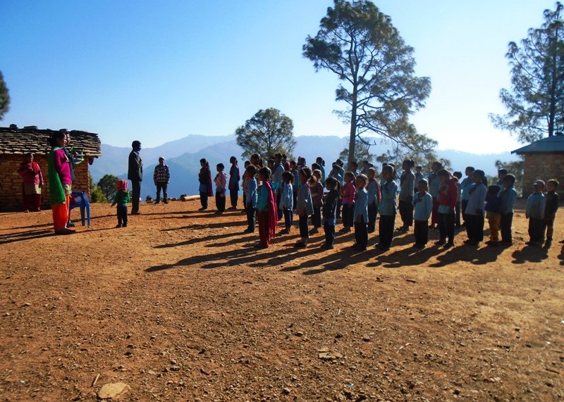 Morning Assembly at Gopanchal Primary School, Jhusil